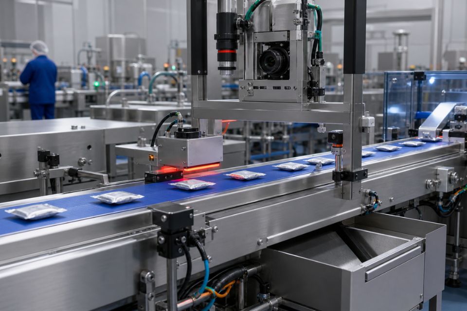 Vérifiez les produits directement dans le flux grâce au convoyeur avec contrôle intégré
